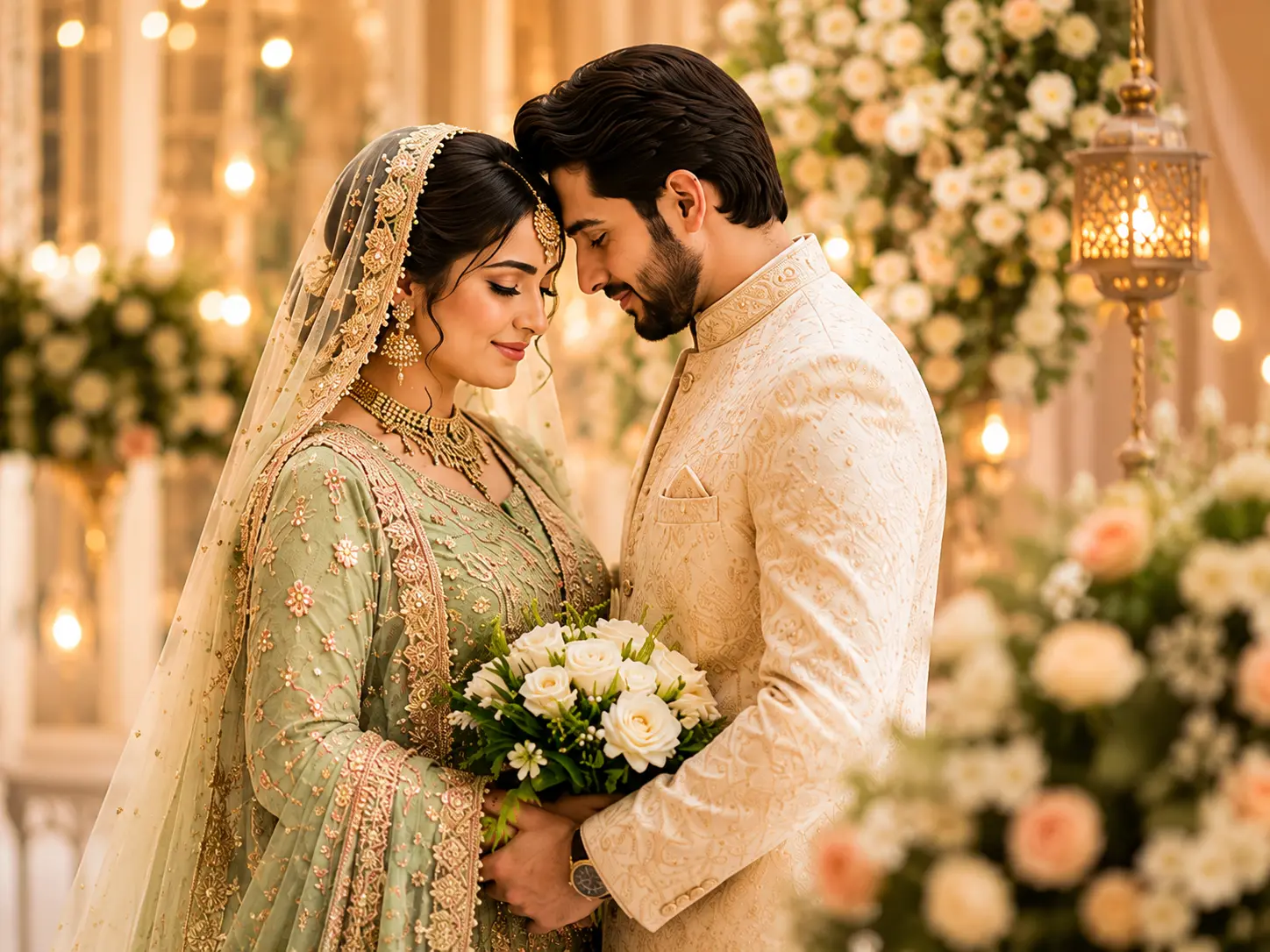 Happily married Pakistani bride and groom matched through Rishta